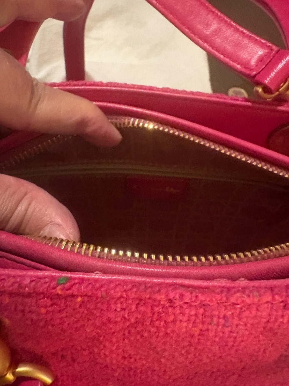 Pink tweed Lady Dior with multicolor charms and fabric - Picture 14 of 14